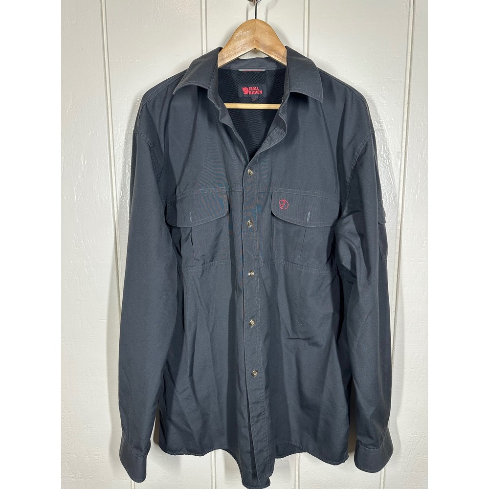 Fjallraven Shirt Mens XL Gray Long Sleeve Abisko Vented Hiking Button Up 7653